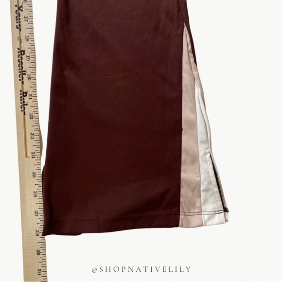 WILO The Label Flare Leggings Size Small Brown Colorblock Split Hem Yoga Pants - Picture 11 of 11